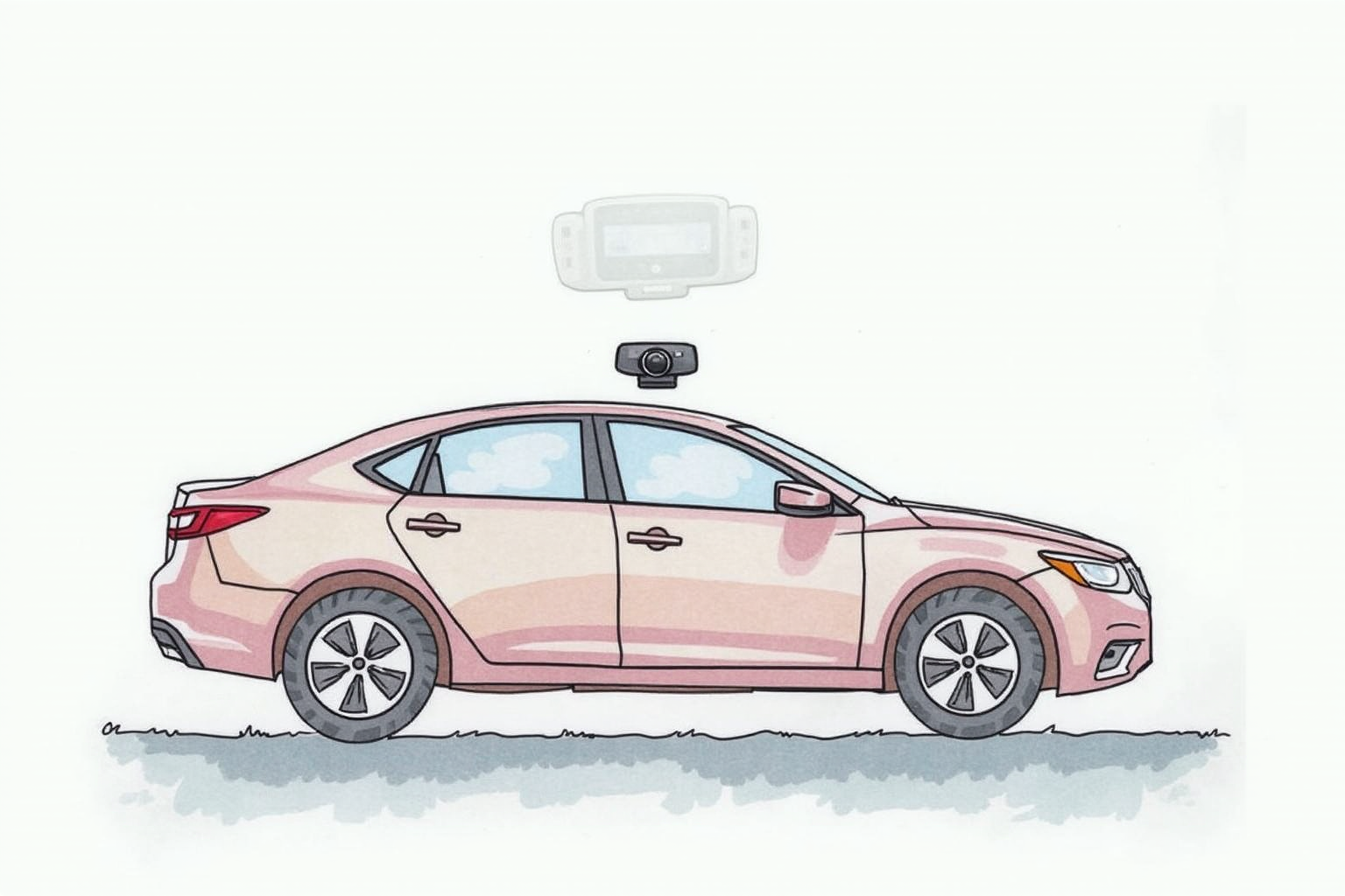 Completed front and rear dash cam installation in modern sedan