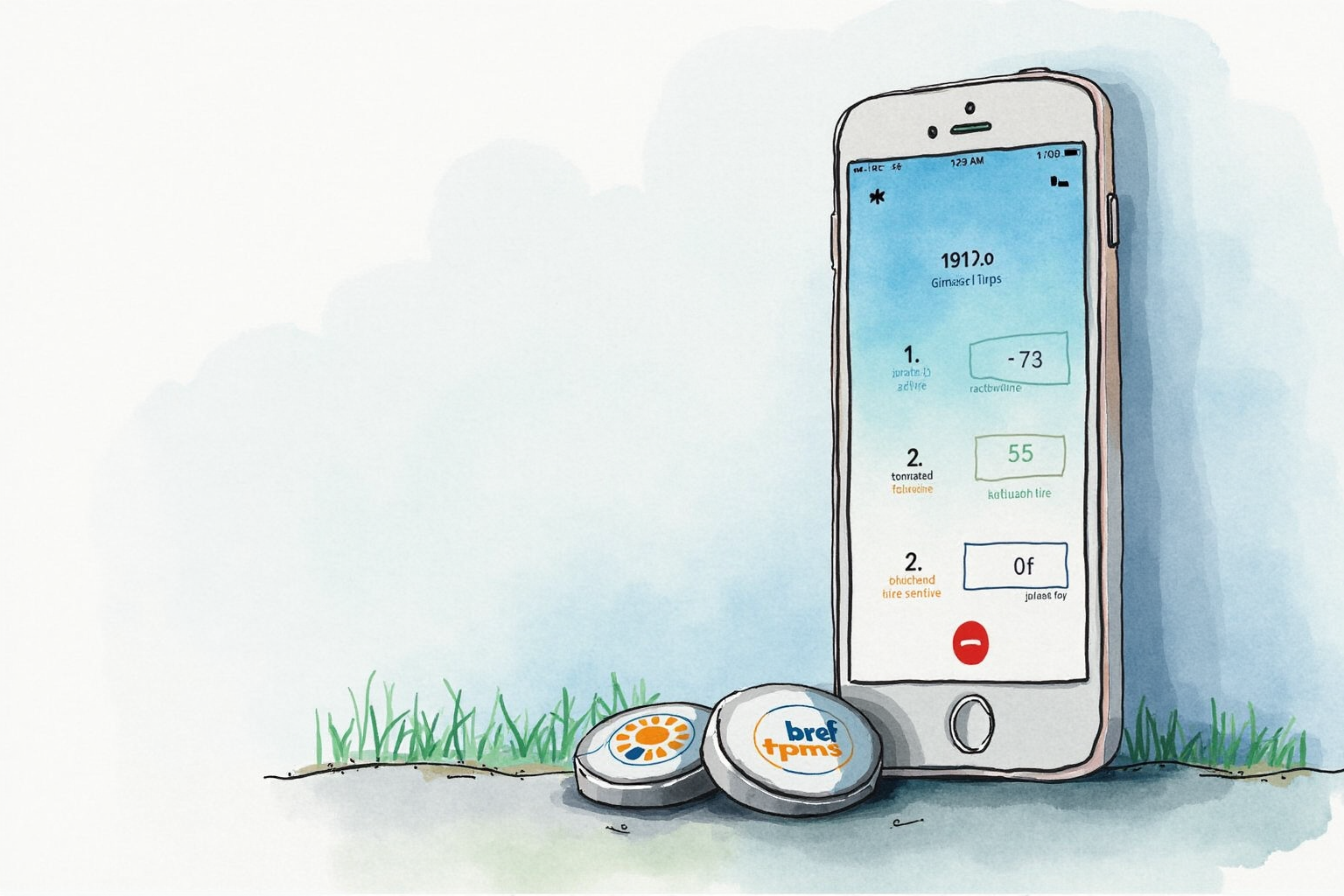 Smartphone app showing TPMS data from Bluetooth sensors