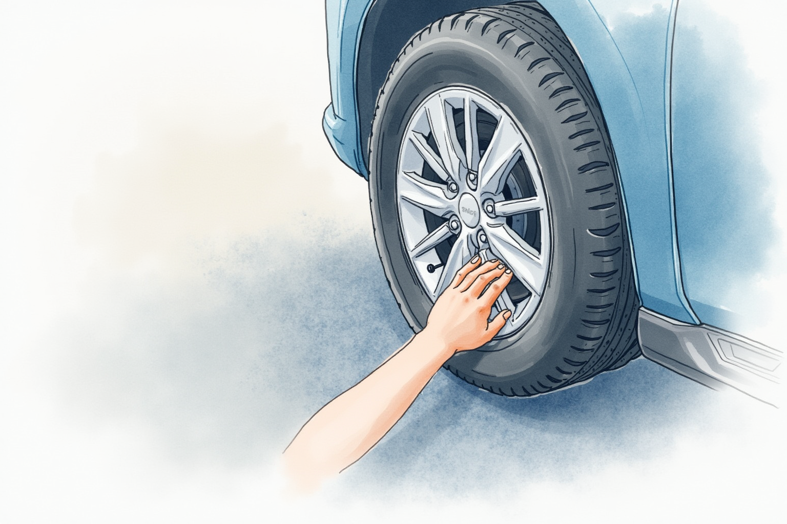 TPMS sensors being installed on tire valve stem