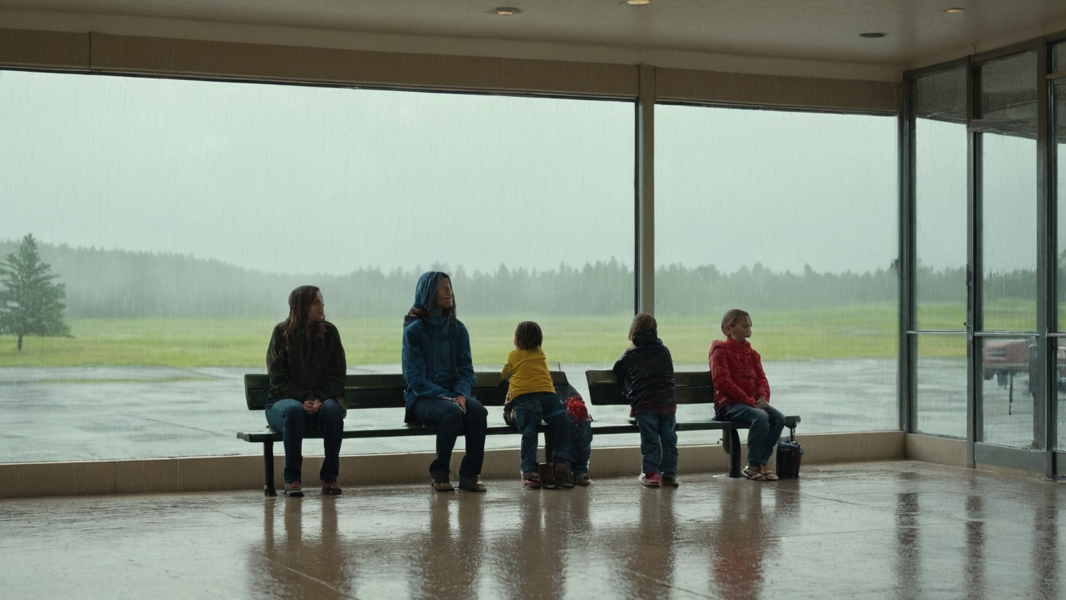 Waiting indoors through storm