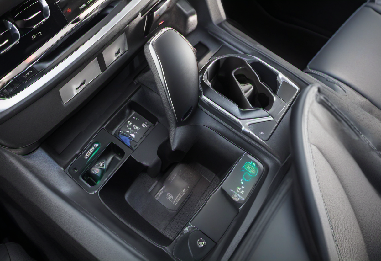 Bluetooth OBD2 scan tool connected to a diagnostic port under a dashboard