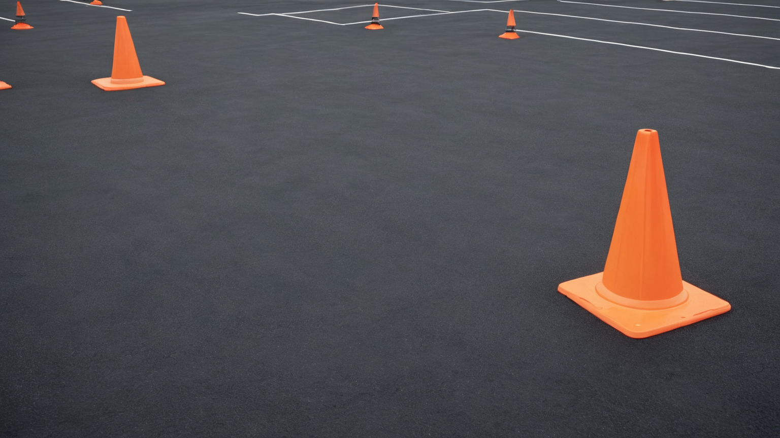 An empty cone course for deliberate low-speed skills practice