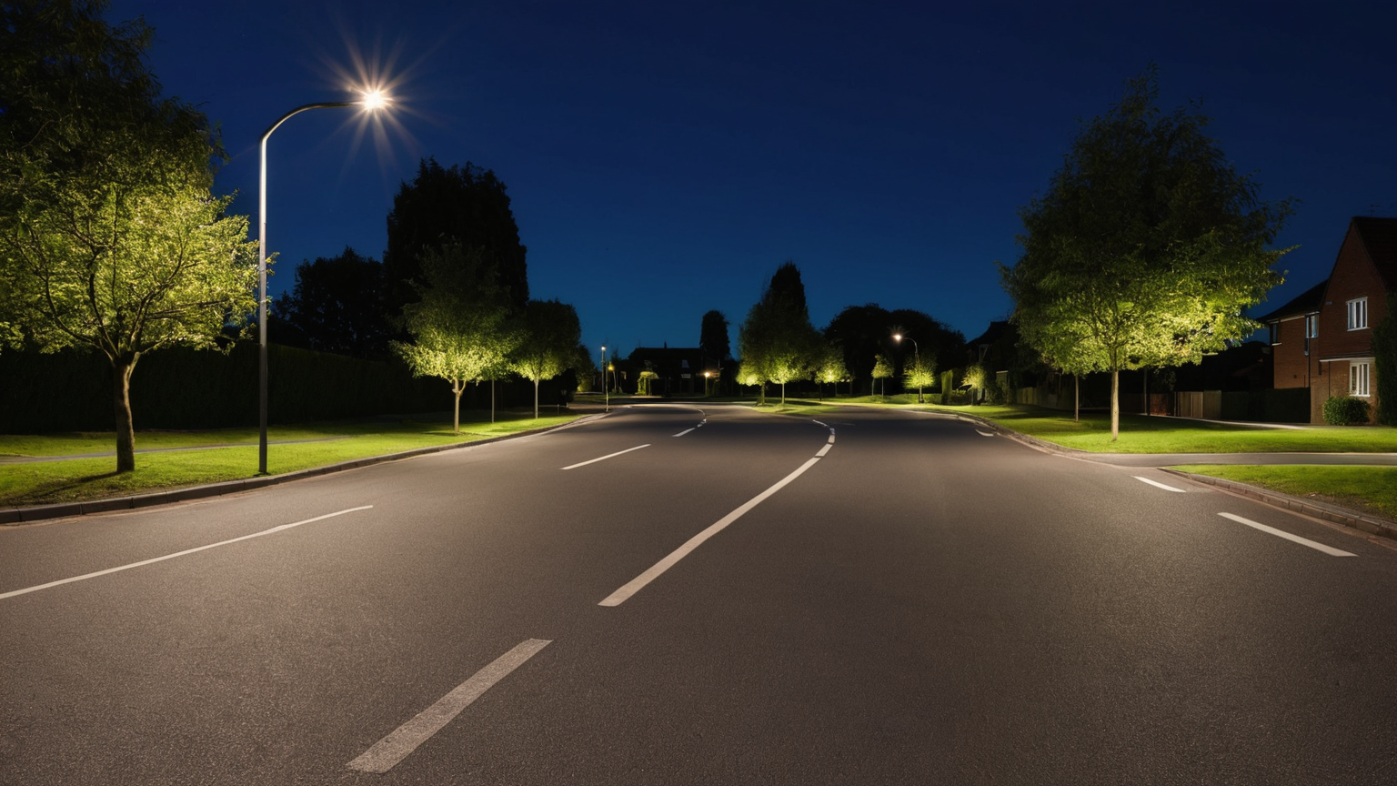 A well-lit empty route used to introduce low-light driving gradually